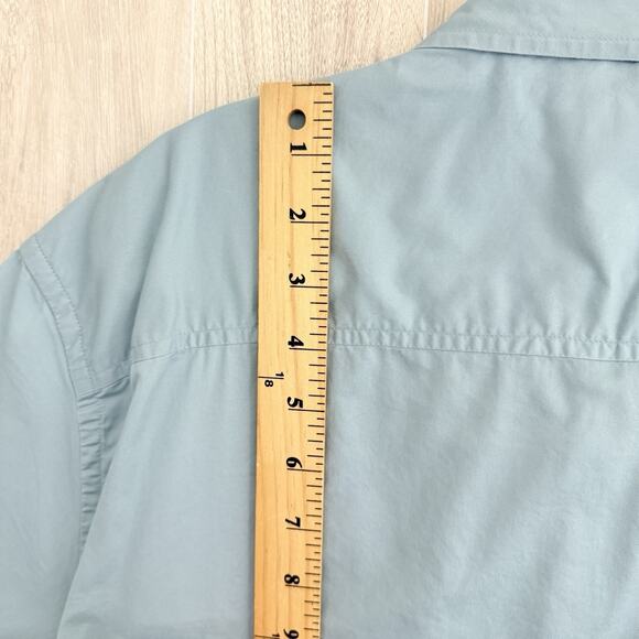 Banana Republic Shirt Men Large Blue Cotton Flap Pockets Short Sleeve Preppy - Picture 8 of 11